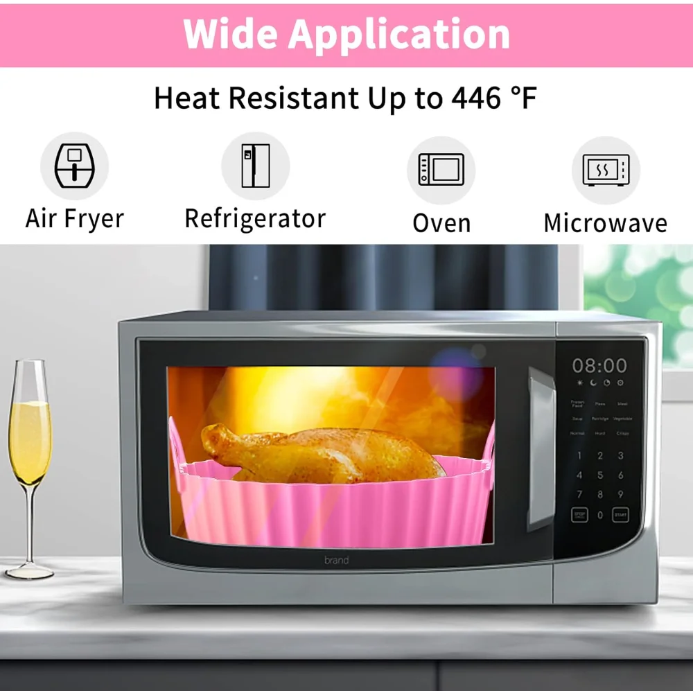 Kitchen Gadgets Round Air Fryer Silicone Liner 6.8 Inch for 5 To 8 Quarts Non stick Reusable Easy To Clean Kitchen Accessories