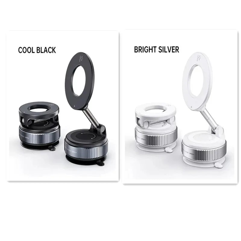 Magnetic Car Phone Holder Vacuum Suction MagSafe Mount 360° Rotation Dashboard for iPhone 17 16 15 14 13 12 GPS Navigation