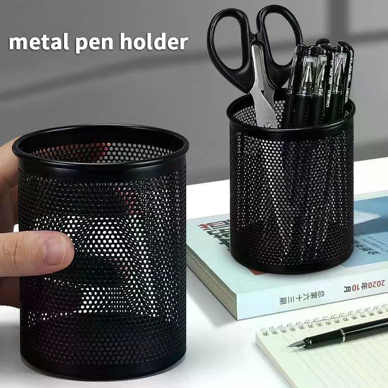 Multifunction Round/Square Mesh Pen Pot Multicolor Pen Holder Desk Tidy Stationery Organiser Pencil Storage Stationery Organiser