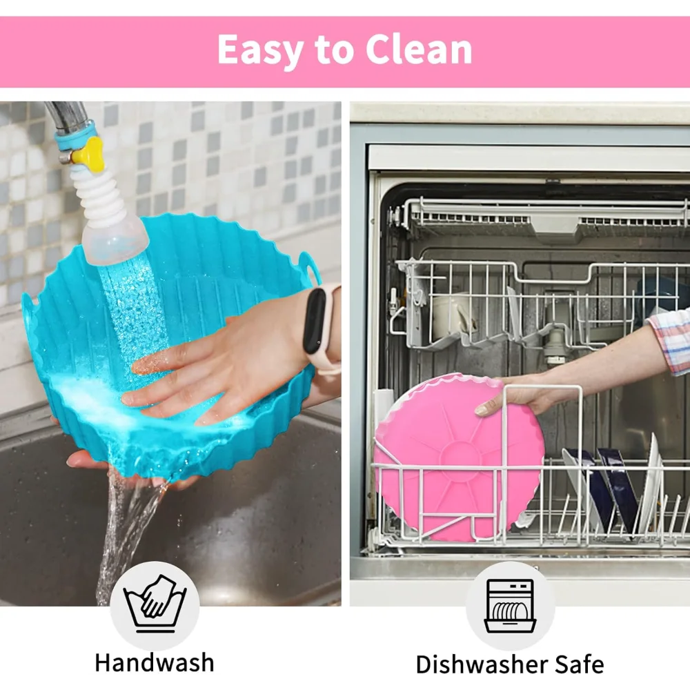 Kitchen Gadgets Round Air Fryer Silicone Liner 6.8 Inch for 5 To 8 Quarts Non stick Reusable Easy To Clean Kitchen Accessories