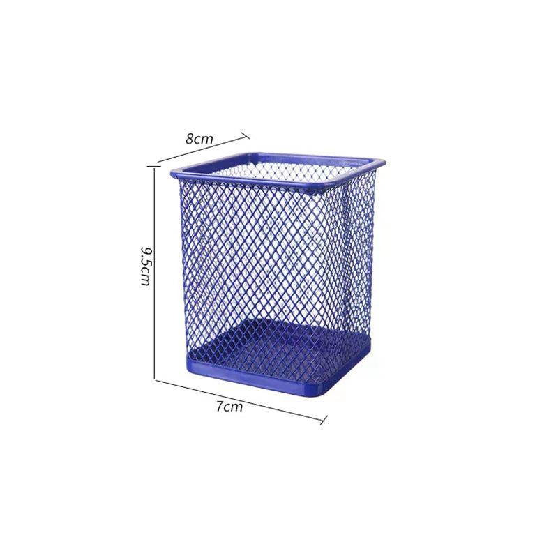 Multifunction Round/Square Mesh Pen Pot Multicolor Pen Holder Desk Tidy Stationery Organiser Pencil Storage Stationery Organiser