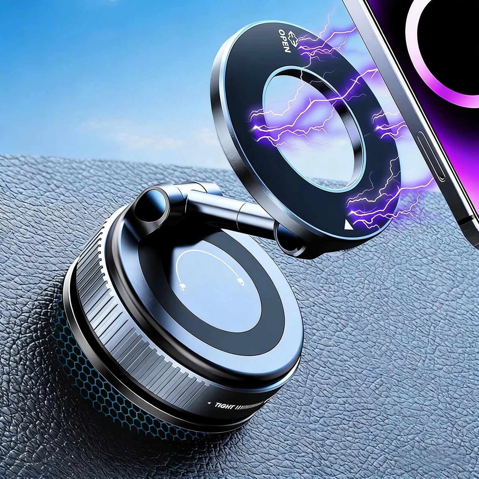 Magnetic Car Phone Holder Vacuum Suction MagSafe Mount 360° Rotation Dashboard for iPhone 17 16 15 14 13 12 GPS Navigation